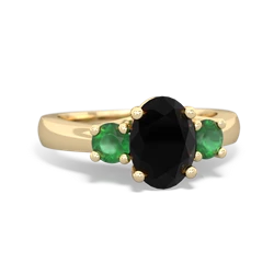 Onyx Three Stone Oval Trellis 14K Yellow Gold ring R4024