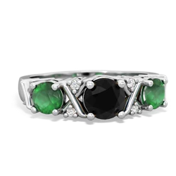 Onyx Hugs And Kisses 14K White Gold ring R5016