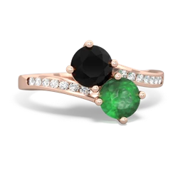 Onyx Channel Set Two Stone 14K Rose Gold ring R5303