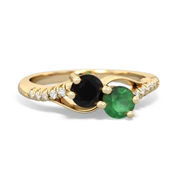 Onyx Infinity Pave Two Stone 14K Yellow Gold ring R5285