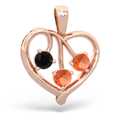 Onyx Glowing Heart 14K Rose Gold pendant P2233