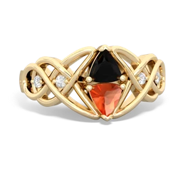 Onyx Keepsake Celtic Knot 14K Yellow Gold ring R5300