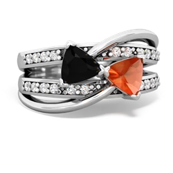 Onyx Bowtie 14K White Gold ring R2360