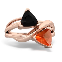 Onyx Split Band Swirl 14K Rose Gold ring R2341