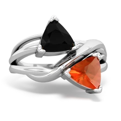 Onyx Split Band Swirl 14K White Gold ring R2341