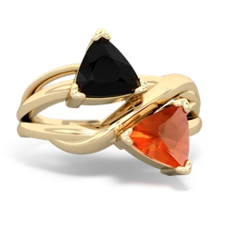 Onyx Split Band Swirl 14K Yellow Gold ring R2341