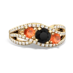 Onyx Three Stone Aurora 14K Yellow Gold ring R3080