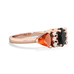 Onyx Antique Style Three Stone 14K Rose Gold ring R2186