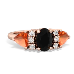 Onyx Antique Style Three Stone 14K Rose Gold ring R2186