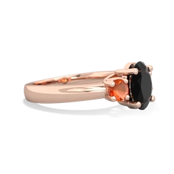 Onyx Three Stone Oval Trellis 14K Rose Gold ring R4024