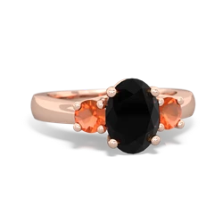 Onyx Three Stone Oval Trellis 14K Rose Gold ring R4024