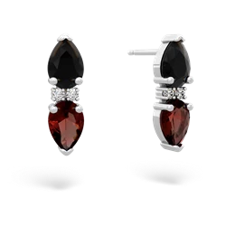 Onyx Bowtie Drop 14K White Gold earrings E0865