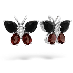 Onyx Butterfly 14K White Gold earrings E2215