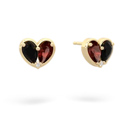 Onyx 'Our Heart' 14K Yellow Gold earrings E5072