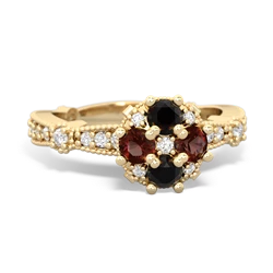 Onyx Sparkling Tiara Cluster 14K Yellow Gold ring R26293RD