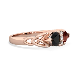 Onyx Celtic Knot Double Heart 14K Rose Gold ring R5040