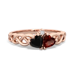 Onyx Heart To Heart Braid 14K Rose Gold ring R5870