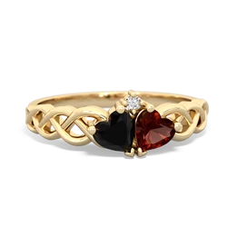 Onyx Heart To Heart Braid 14K Yellow Gold ring R5870