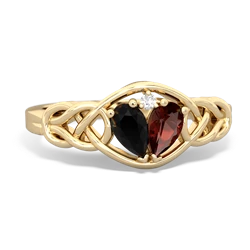 Onyx Celtic Love Knot 14K Yellow Gold ring R5420