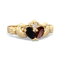 Onyx 'Our Heart' Claddagh 14K Yellow Gold ring R2388