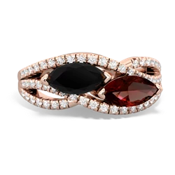 Onyx Diamond Rivers 14K Rose Gold ring R3070