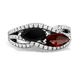 Onyx Diamond Rivers 14K White Gold ring R3070