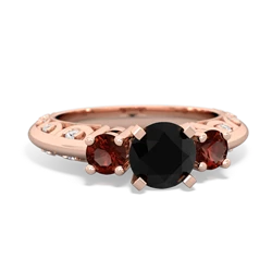 Onyx Art Deco Eternal Embrace Engagement 14K Rose Gold ring C2003