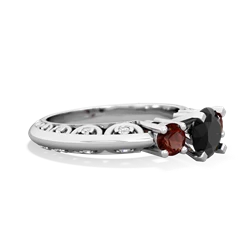 Onyx Art Deco Eternal Embrace Engagement 14K White Gold ring C2003