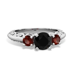 Onyx Art Deco Eternal Embrace Engagement 14K White Gold ring C2003