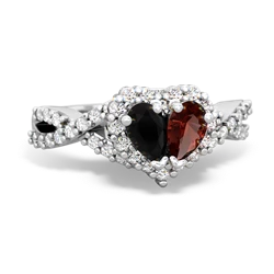 Onyx Diamond Twist 'One Heart' 14K White Gold ring R2640HRT