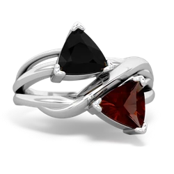 Onyx Split Band Swirl 14K White Gold ring R2341