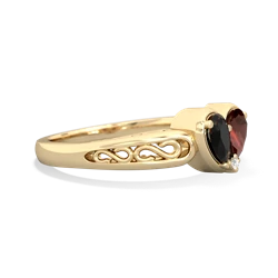 Onyx Filligree 'One Heart' 14K Yellow Gold ring R5070