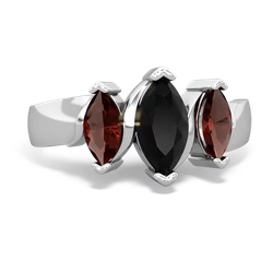 Onyx Three Peeks 14K White Gold ring R2433