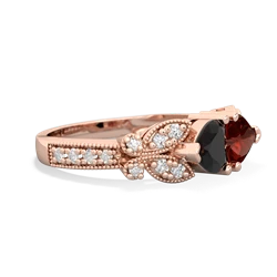 Onyx Diamond Butterflies 14K Rose Gold ring R5601