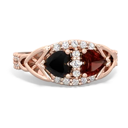 Onyx Sparkling Celtic Knot 14K Rose Gold ring R2645