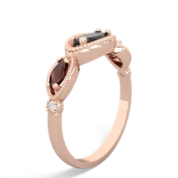 Onyx Milgrain Marquise 14K Rose Gold ring R5700