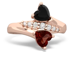 Onyx Heart To Heart 14K Rose Gold ring R2064