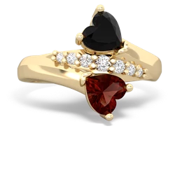 Onyx Heart To Heart 14K Yellow Gold ring R2064