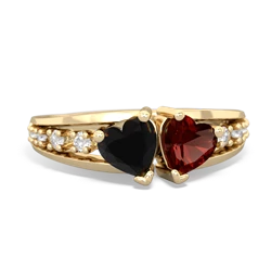 Onyx Heart To Heart 14K Yellow Gold ring R3342