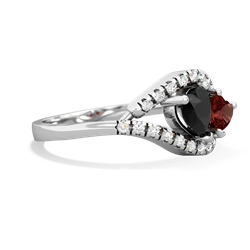 Onyx Mother And Child 14K White Gold ring R3010