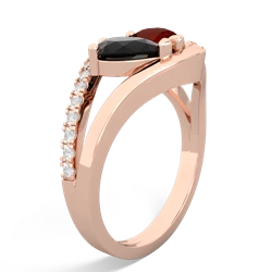 Onyx Nestled Heart Keepsake 14K Rose Gold ring R5650