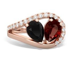 Onyx Nestled Heart Keepsake 14K Rose Gold ring R5650