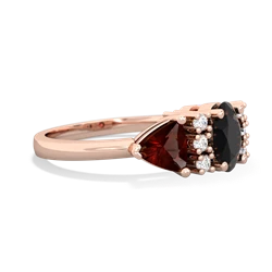 Onyx Antique Style Three Stone 14K Rose Gold ring R2186