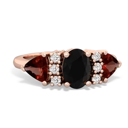 Onyx Antique Style Three Stone 14K Rose Gold ring R2186