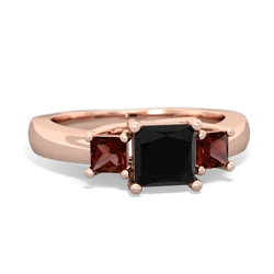 Onyx Three Stone Trellis 14K Rose Gold ring R4015