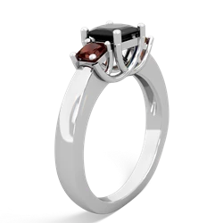 Onyx Three Stone Trellis 14K White Gold ring R4015