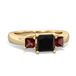 Onyx Three Stone Trellis 14K Yellow Gold ring R4015