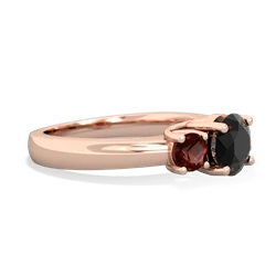 Onyx Three Stone Round Trellis 14K Rose Gold ring R4018