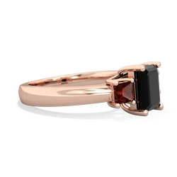 Onyx Three Stone Emerald-Cut Trellis 14K Rose Gold ring R4021