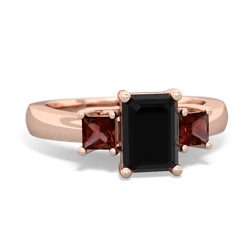 Onyx Three Stone Emerald-Cut Trellis 14K Rose Gold ring R4021